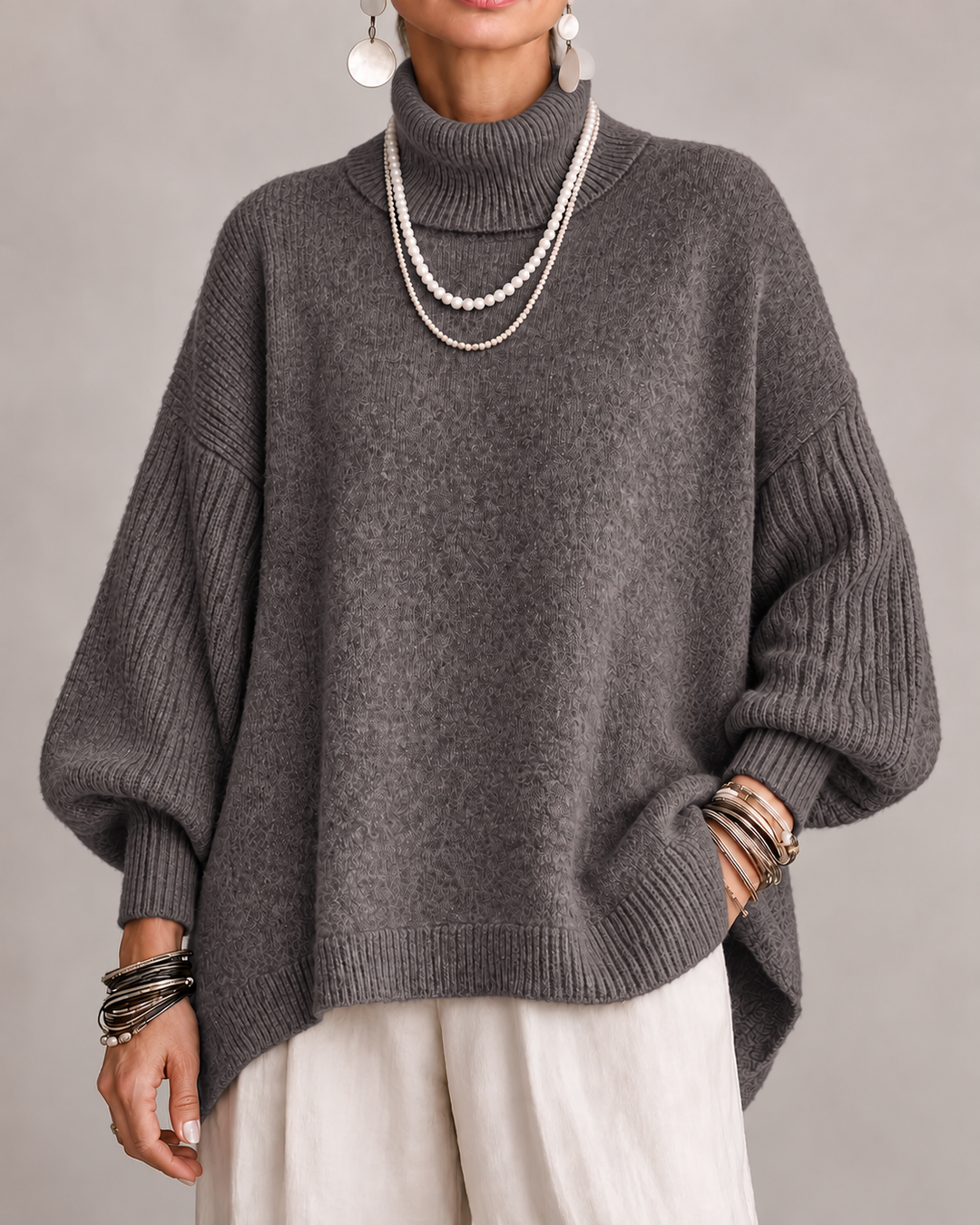 Aislin - Übergroßer Rollkragen-Strickpullover