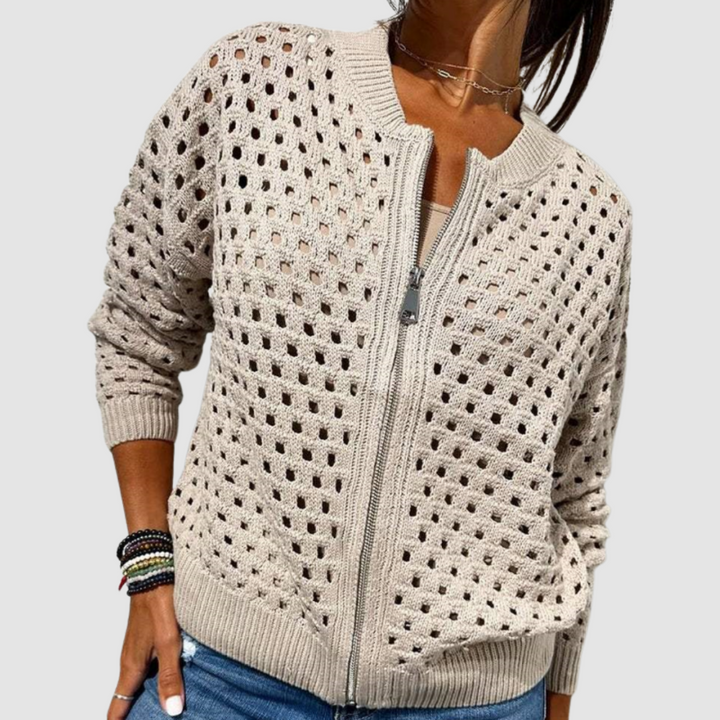 Kaelina - Weiche Strickjacke mit Reißverschluss