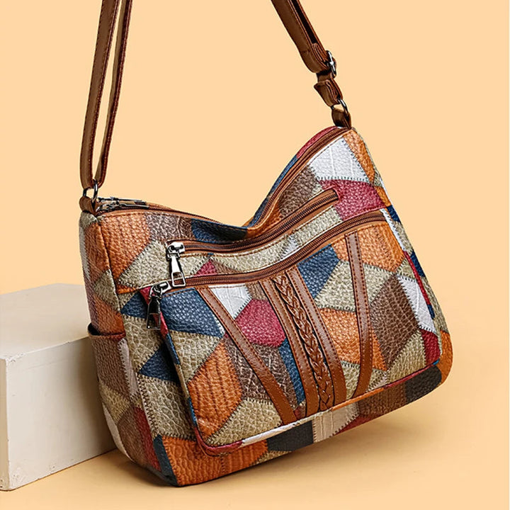 Lauranique - Softtouch-Patchwork-Umhängetasche