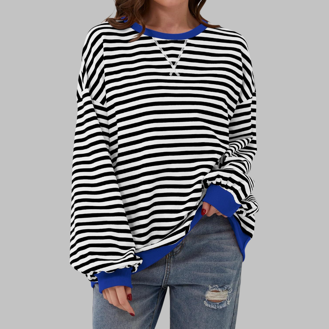 Viveca - gestreiftes Soft-Touch-Langarm-Sweatshirt