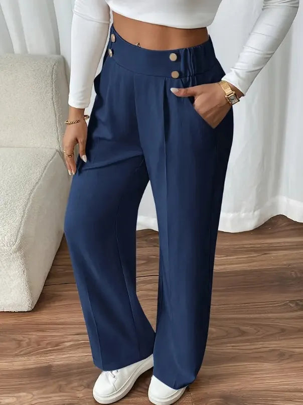 Ashlena - Hochtaillierte Wide-Leg-Hose mit Soft-Touch