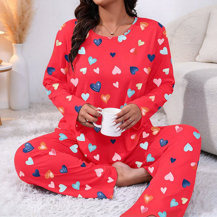 Bina - Softtouch-Langarm-Pyjama-Set mit Herz-Print