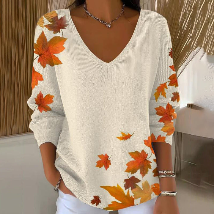 Carivella - Lässiger Strickpullover mit Ahornblatt