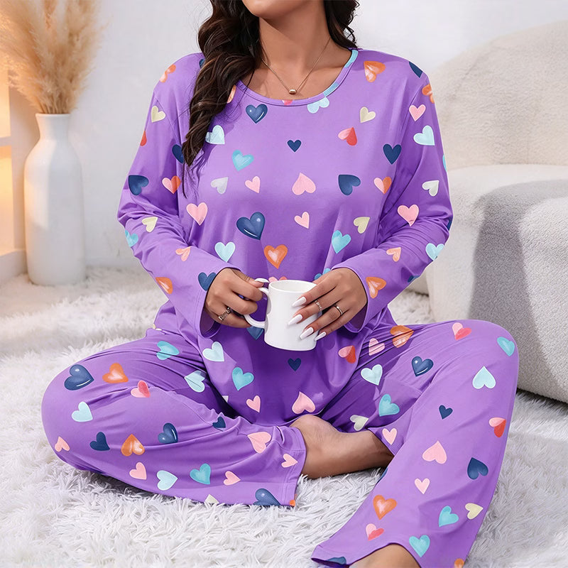 Bina - Softtouch-Langarm-Pyjama-Set mit Herz-Print