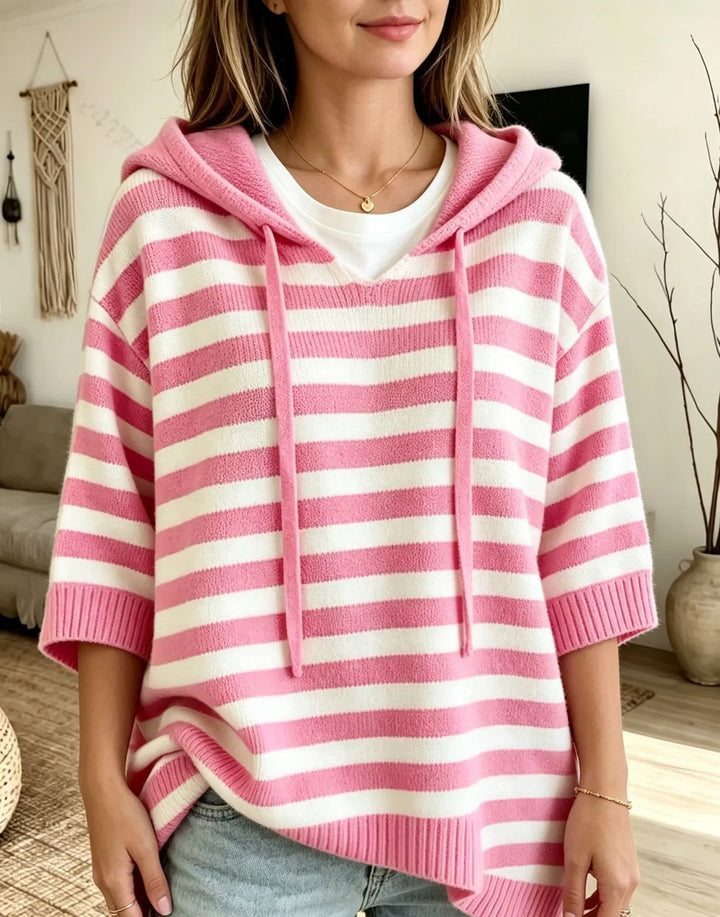 Leontine - Gestreifter Kapuzenpullover aus Strick
