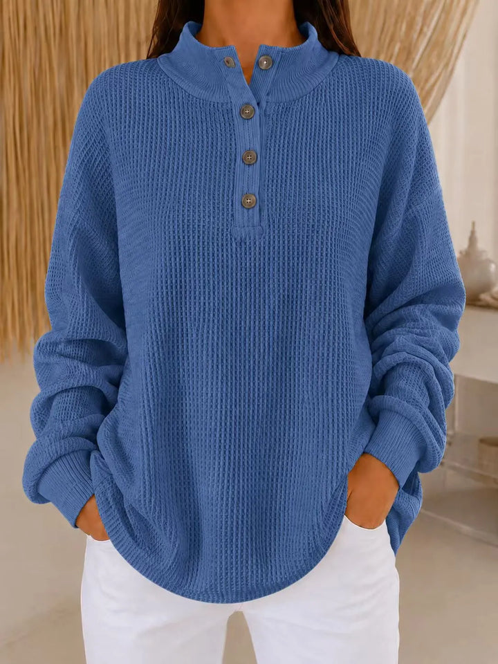 Belliora - Pullover mit Kragen und Knopfleiste aus strukturiertem Strick