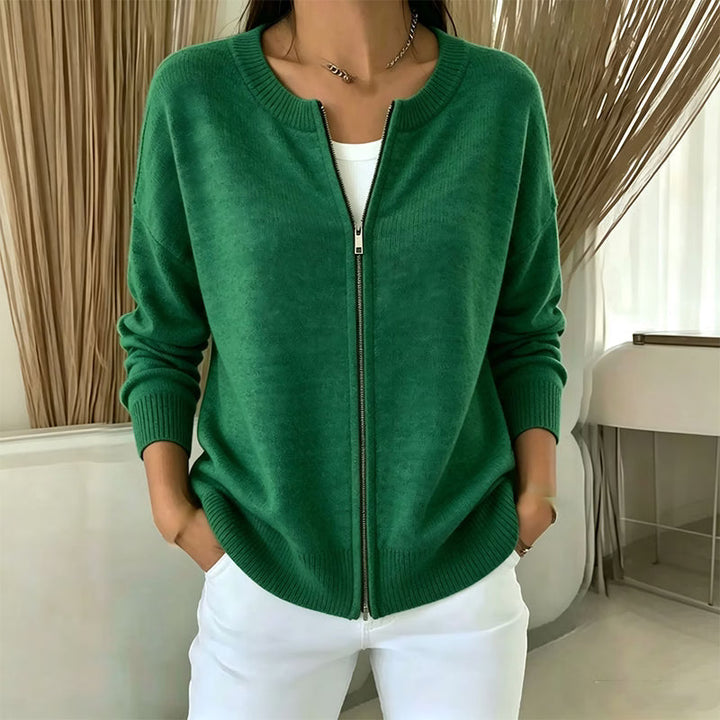Xyla - Locker geschnittene Strickjacke mit Reißverschluss