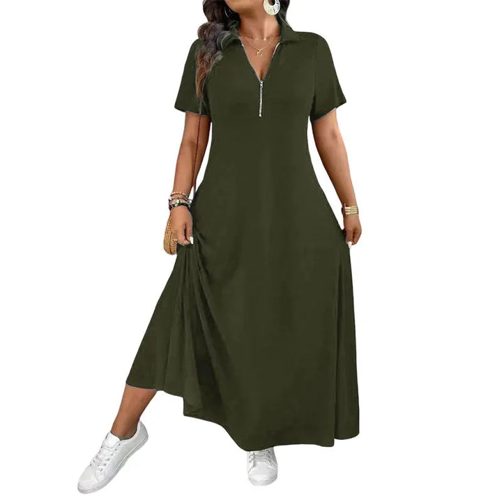 Primelle - Softtouch-Maxikleid mit Zip-Kragen