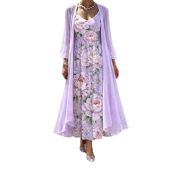 Asteria - Florales zweiteiliges Maxikleid-Set