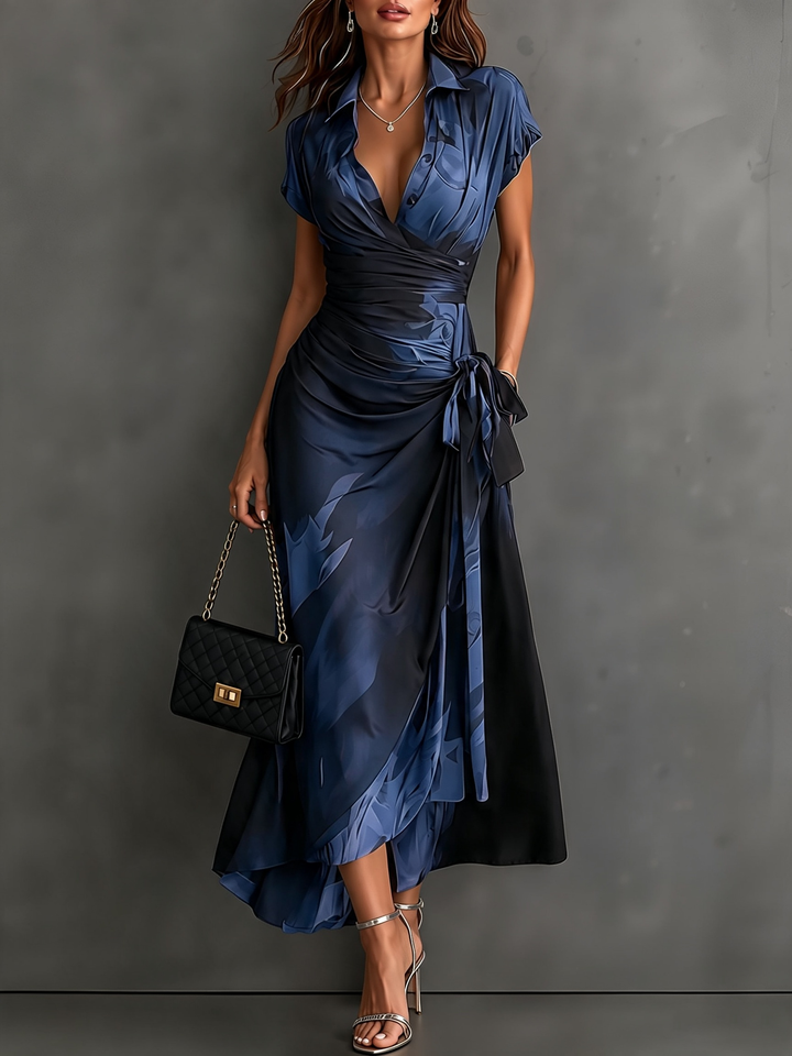 Kaia - Weiches Wickel-Hemdblusenkleid
