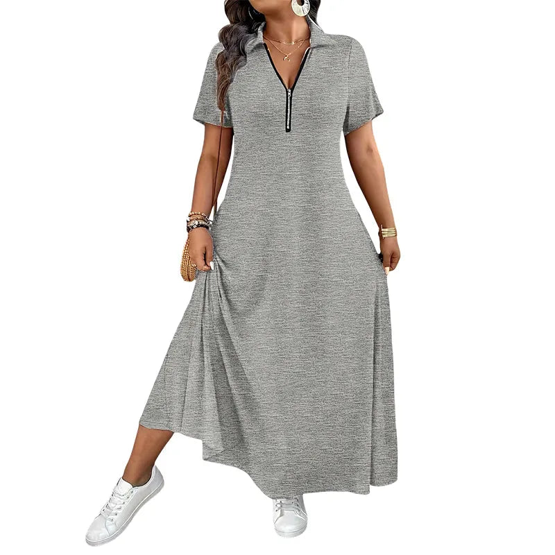 Primelle - Softtouch-Maxikleid mit Zip-Kragen