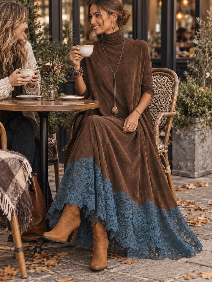 Gretta - Maxikleid mit weicher Haptik und Spitzenbesatz