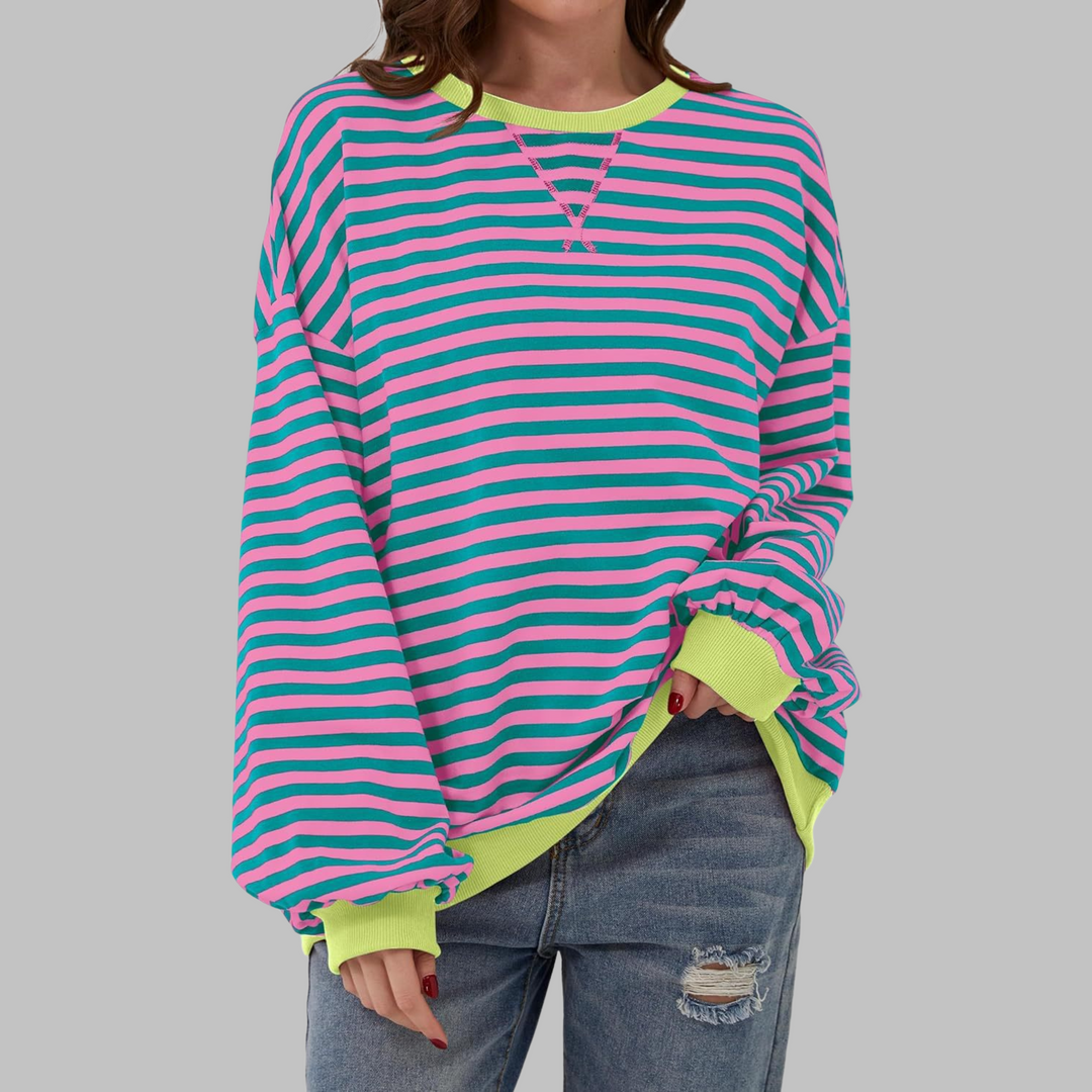 Viveca - gestreiftes Soft-Touch-Langarm-Sweatshirt