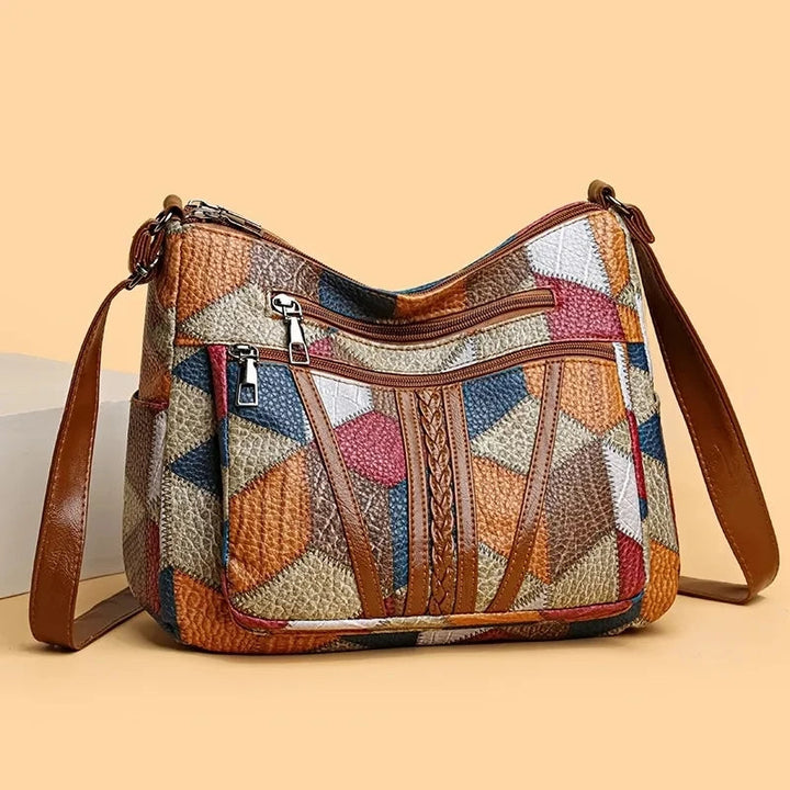 Lauranique - Softtouch-Patchwork-Umhängetasche