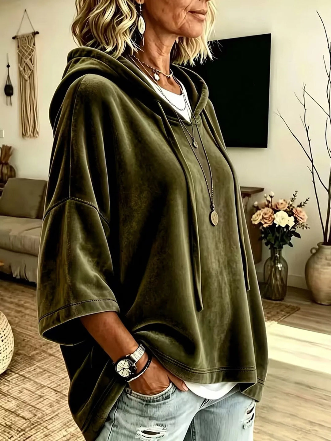 Fayelisse - Lässiger Lounge-Hoodie aus Samt
