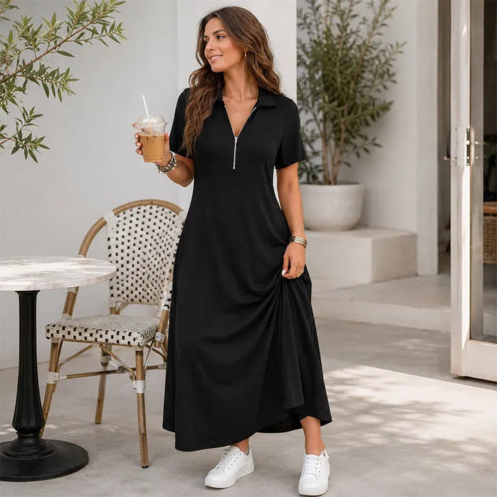Primelle - Softtouch-Maxikleid mit Zip-Kragen
