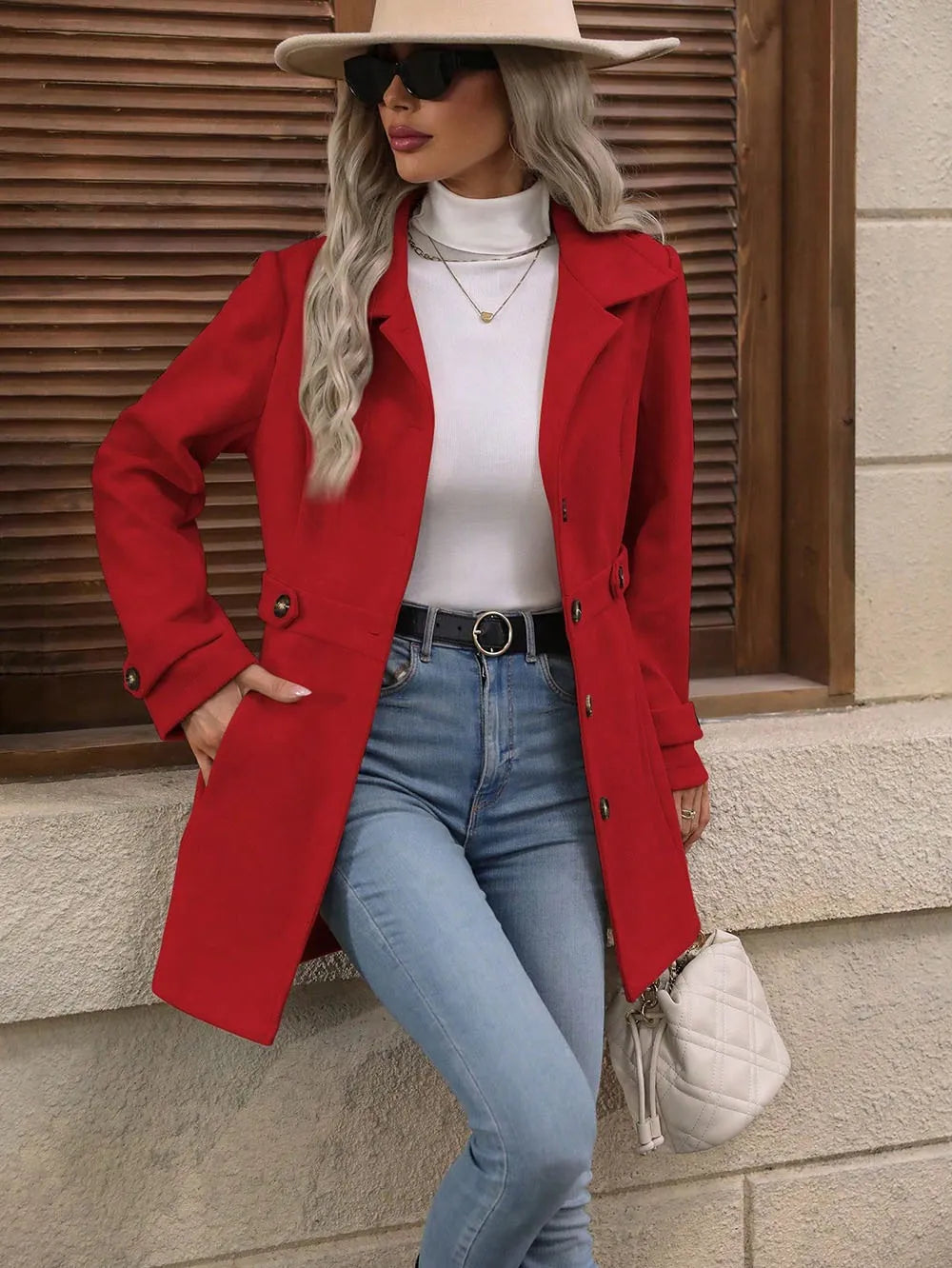 Bellona - Taillierter City-Mantel mit Gürtel