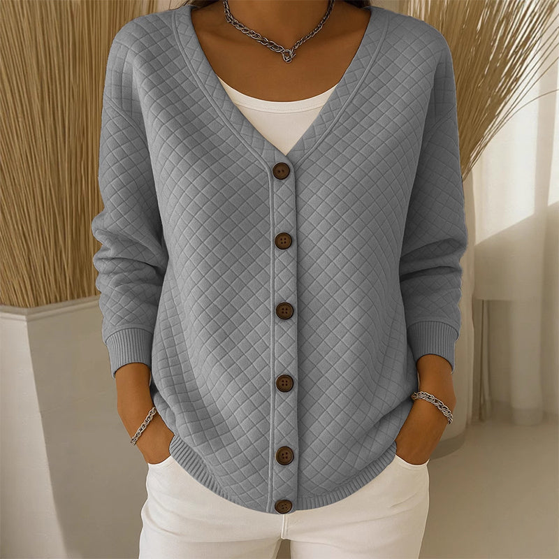 Delavie - Gesteppter Strick-Cardigan mit Knopfleiste