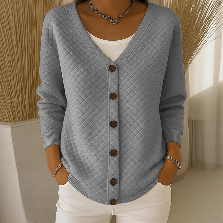 Delavie - Gesteppter Strick-Cardigan mit Knopfleiste