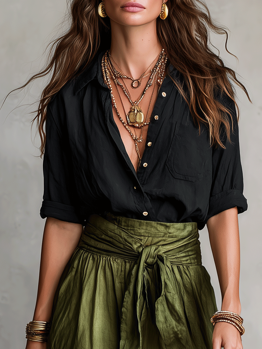 Estella - Elegantes Blusen- und Midirock-Set