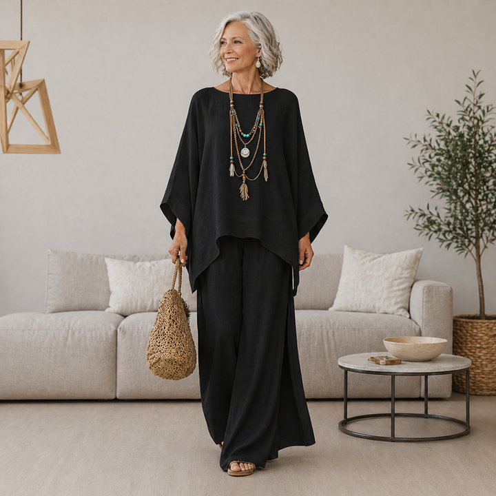 Annisette - Soft-Touch Zweiteiler mit weiter Hose