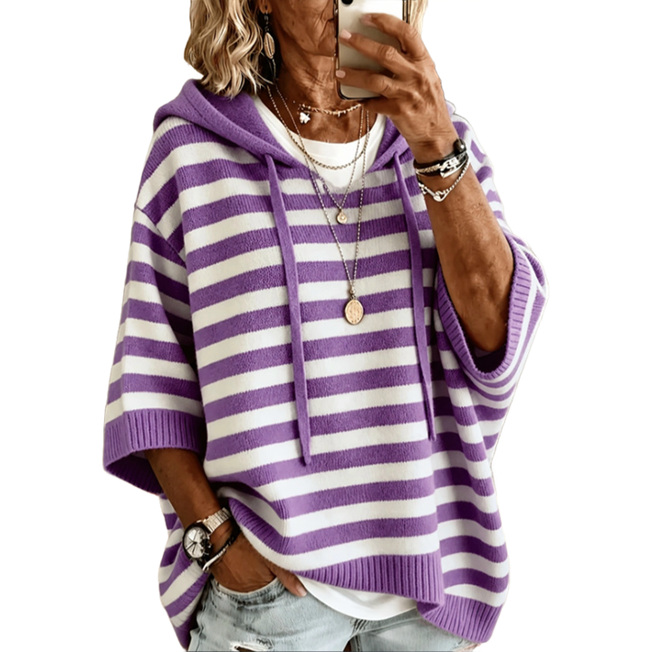 Leontine - Gestreifter Kapuzenpullover aus Strick