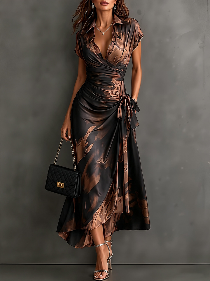 Kaia - Weiches Wickel-Hemdblusenkleid