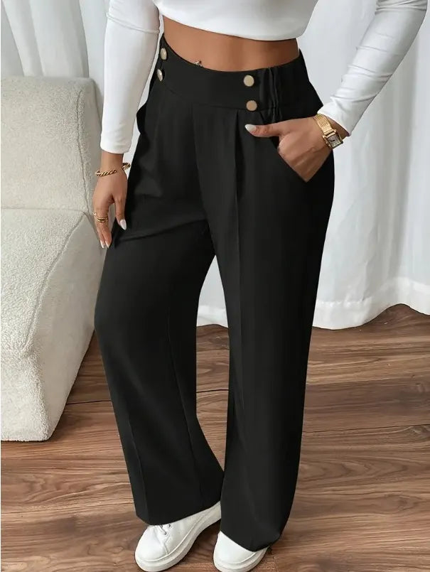 Ashlena - Hochtaillierte Wide-Leg-Hose mit Soft-Touch