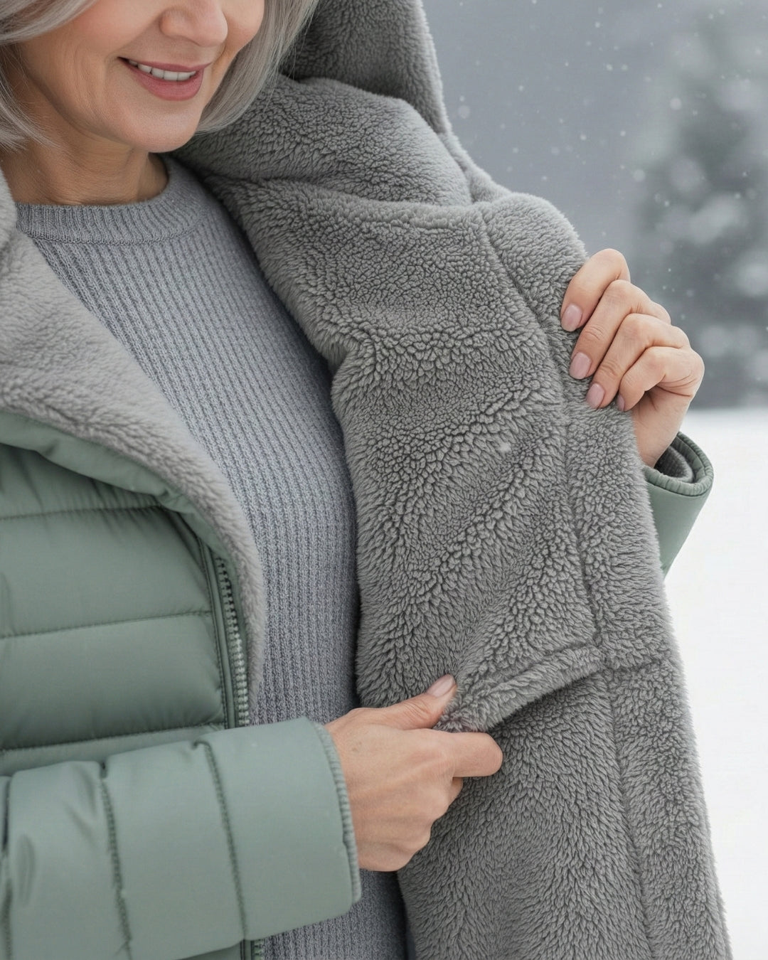 Leni - Warm gefütterter Kapuzen-Steppmantel