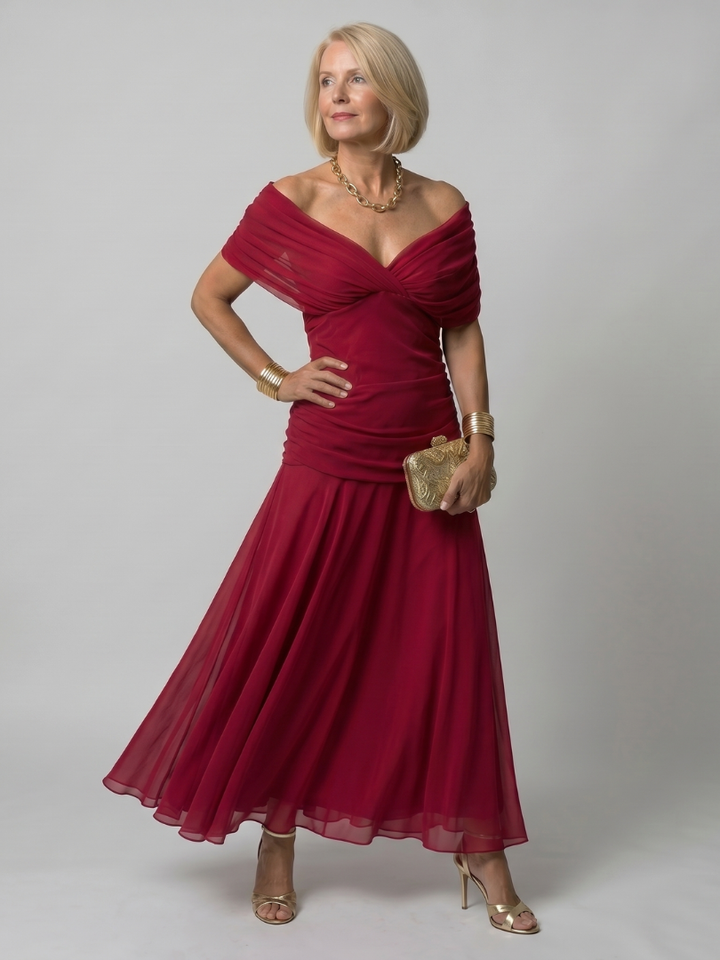 Galatea - Leichtes schulterfreies Midikleid
