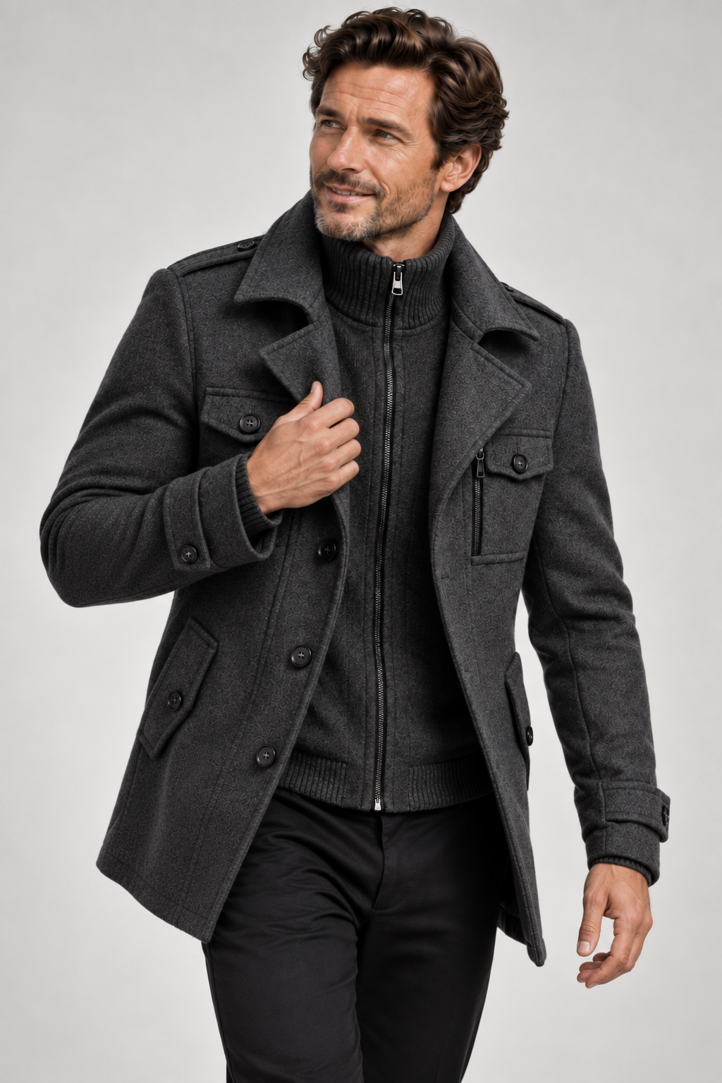 Ivan - Doppelreihiger Longline-Mantel