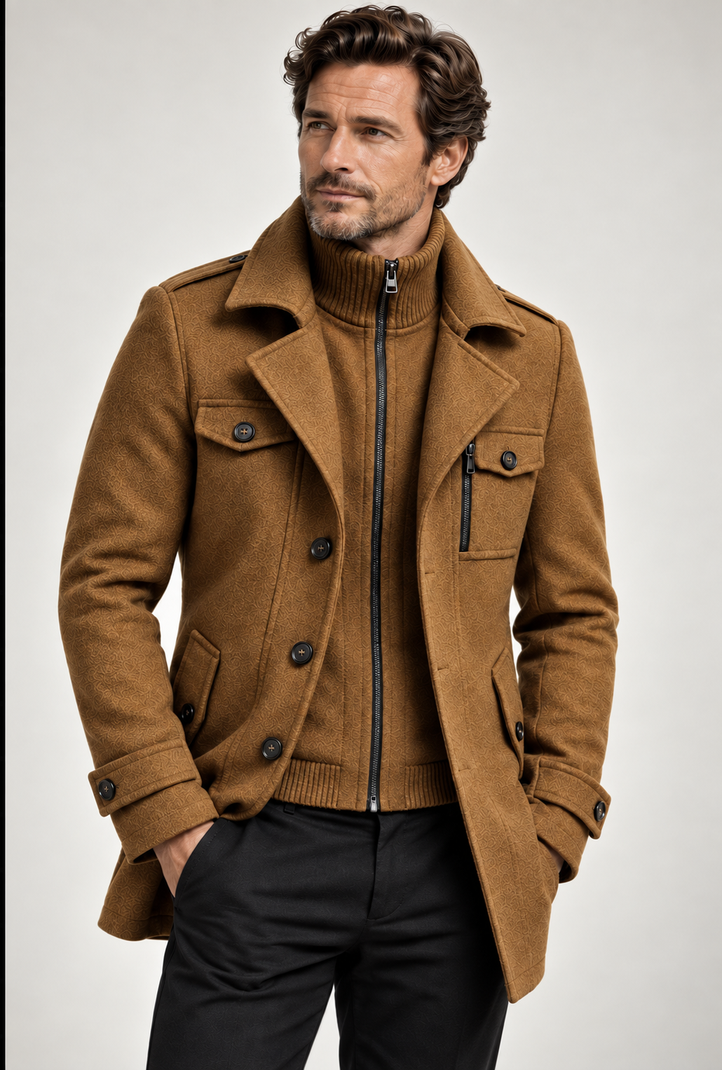 Ivan - Doppelreihiger Longline-Mantel