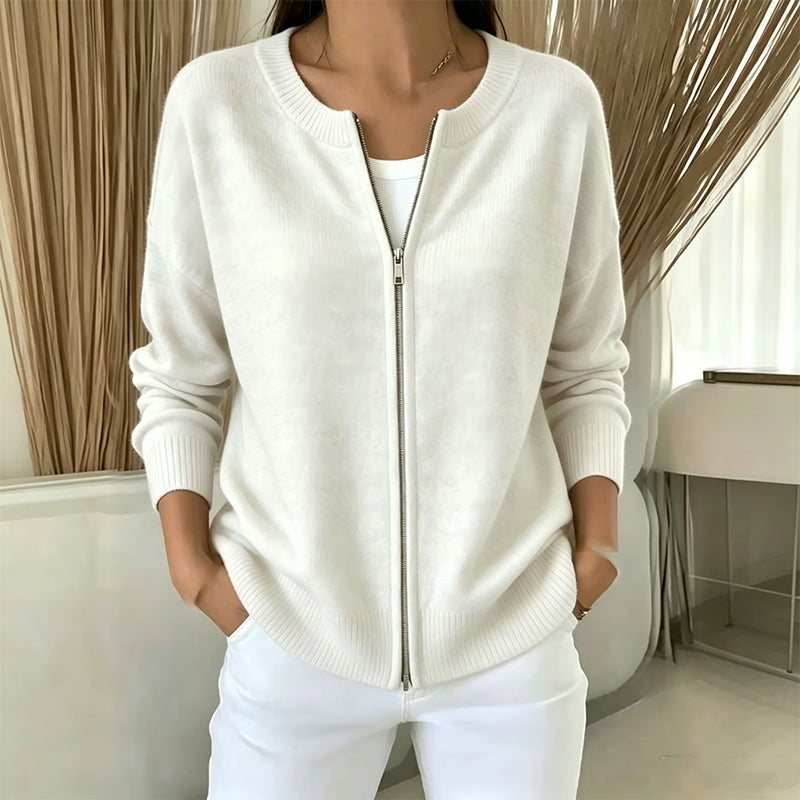 Xyla - Locker geschnittene Strickjacke mit Reißverschluss