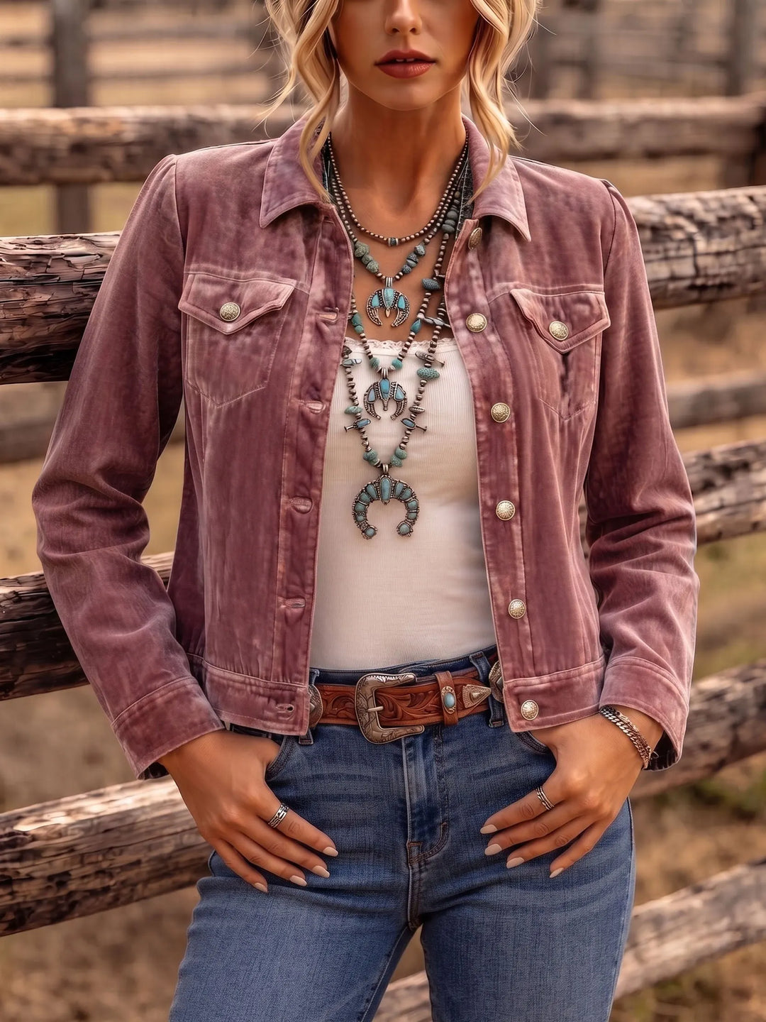 Amandria - Jacke in Vintage-Waschung mit Knopfleiste
