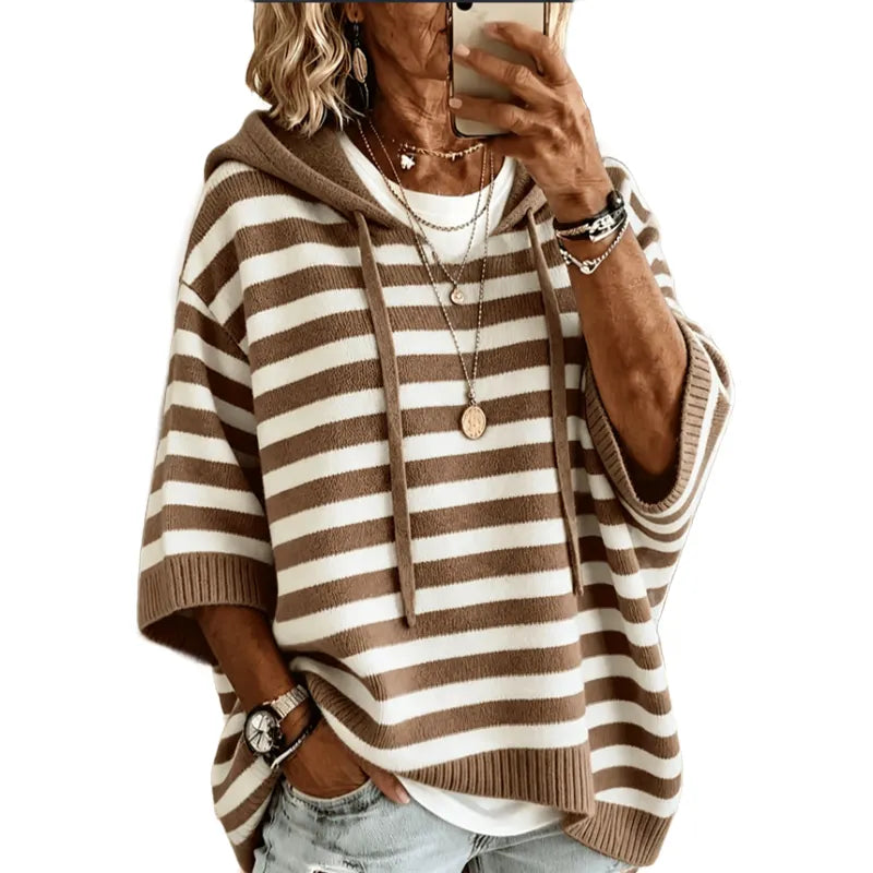 Leontine - Gestreifter Kapuzenpullover aus Strick