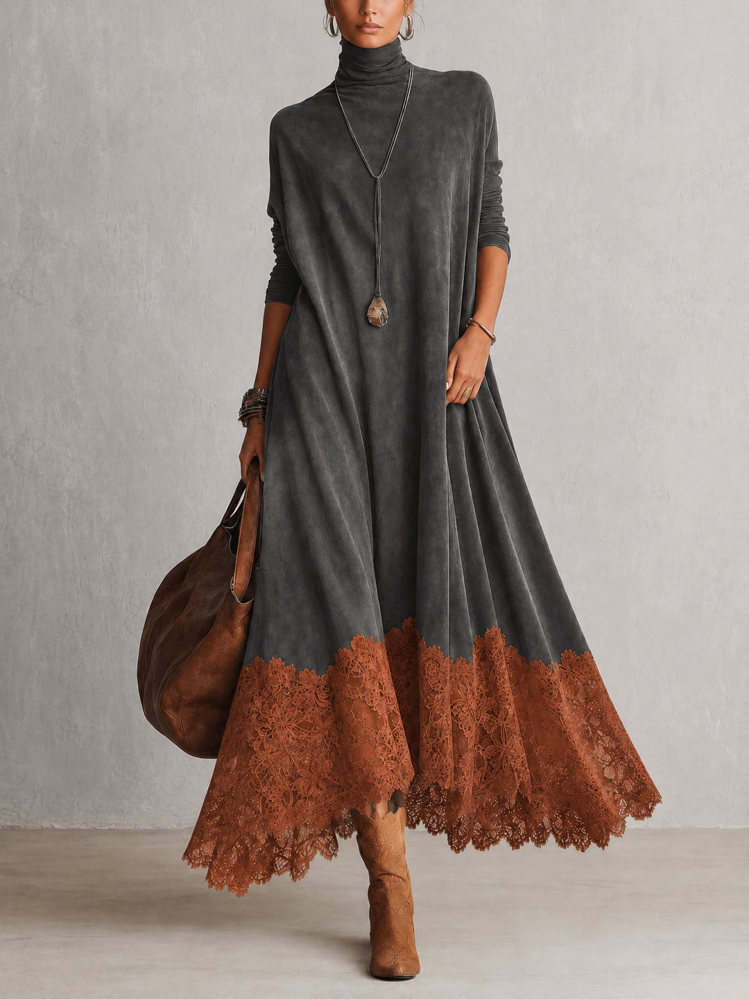 Lavina - Soft-Touch A-Linien-Maxikleid