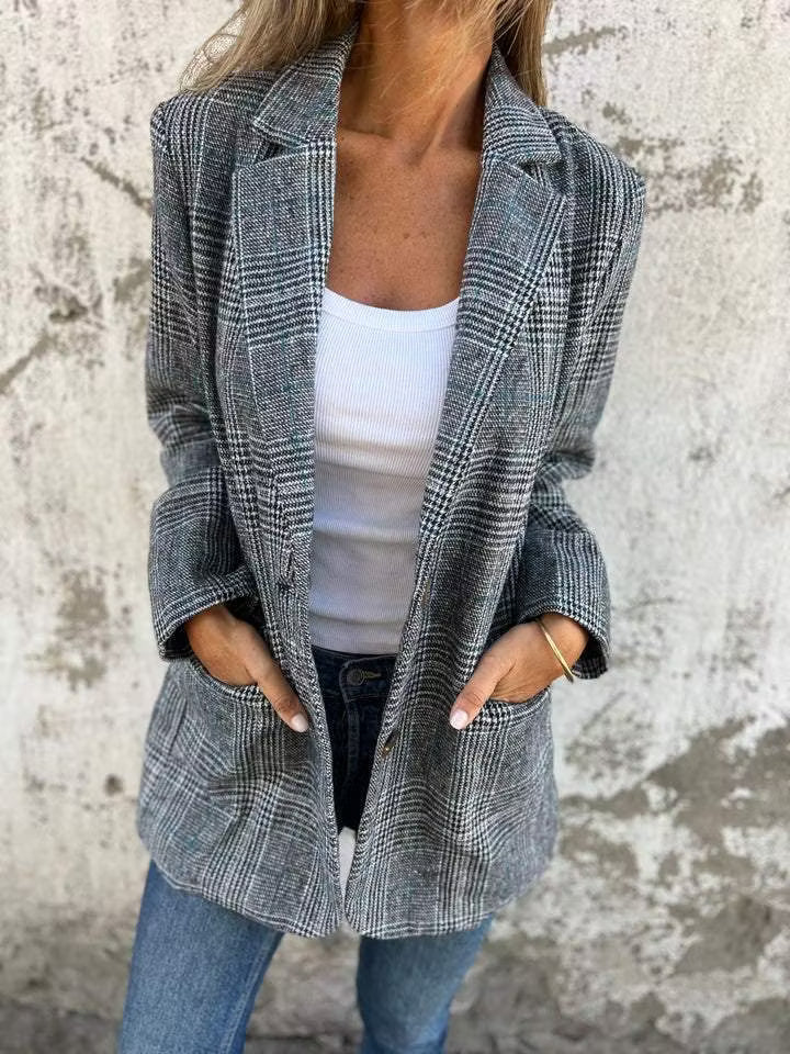 Eira - Taillierter Karo-Longblazer