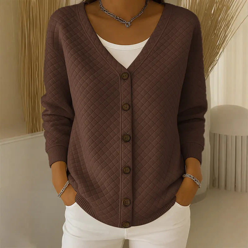 Delavie - Gesteppter Strick-Cardigan mit Knopfleiste