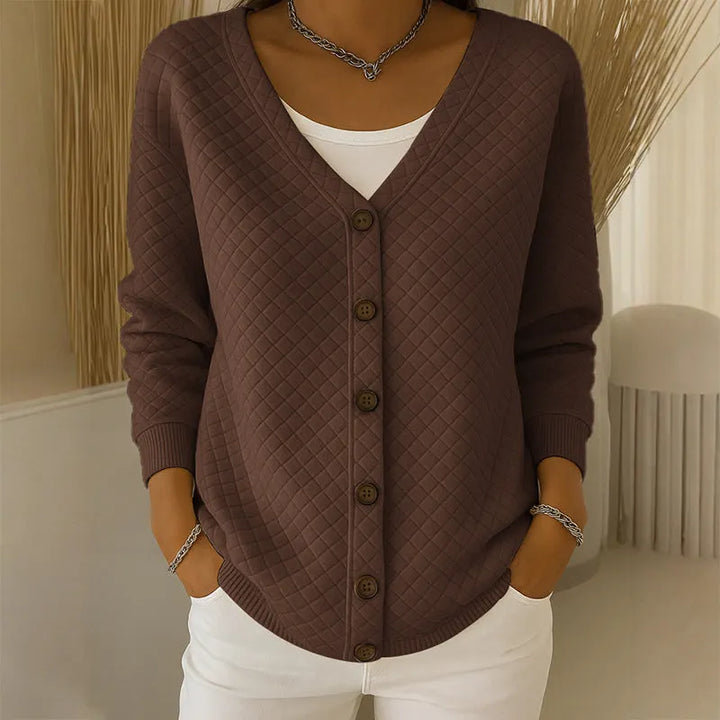 Delavie - Gesteppter Strick-Cardigan mit Knopfleiste