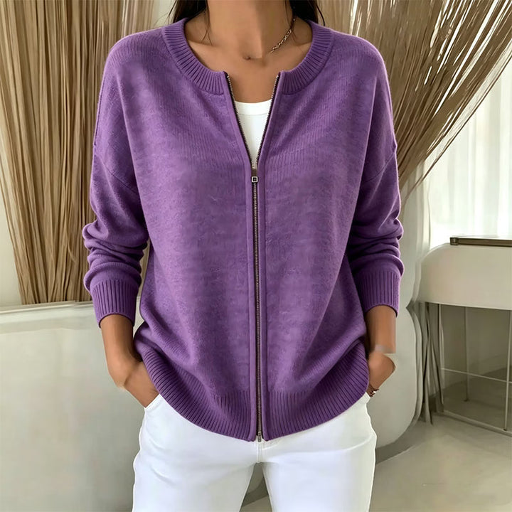 Xyla - Locker geschnittene Strickjacke mit Reißverschluss