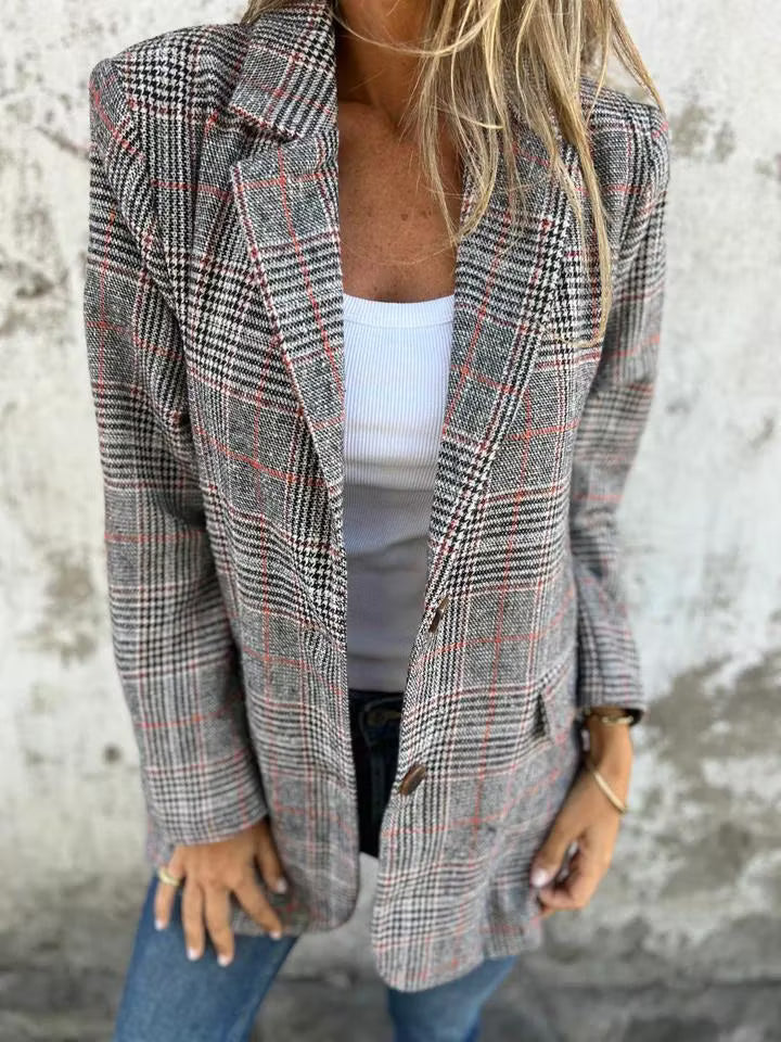 Eira - Taillierter Karo-Longblazer