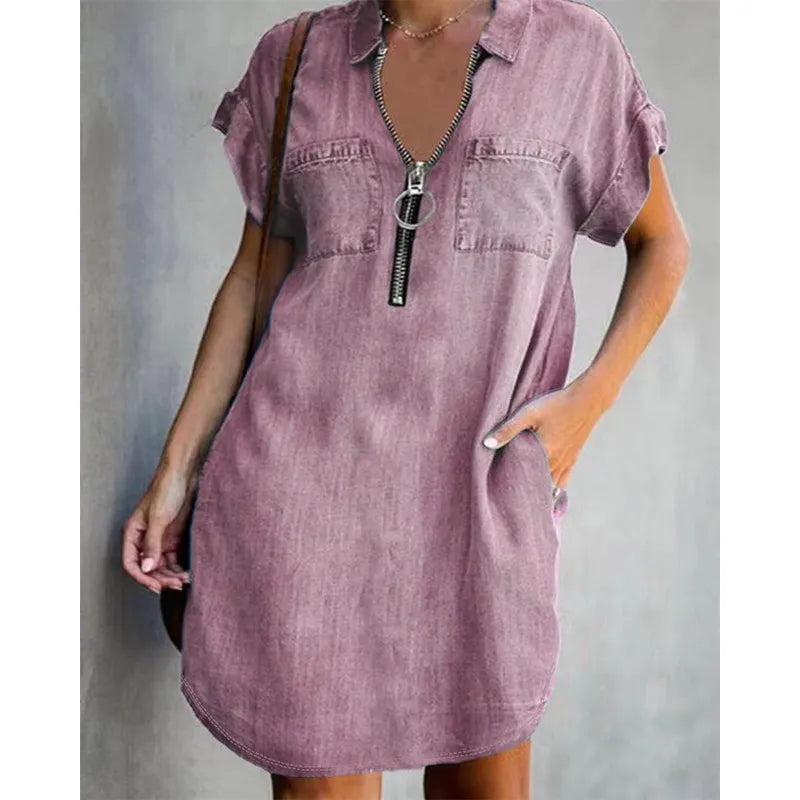 Genevalle - Legeres Chambray-Kleid mit Taschen