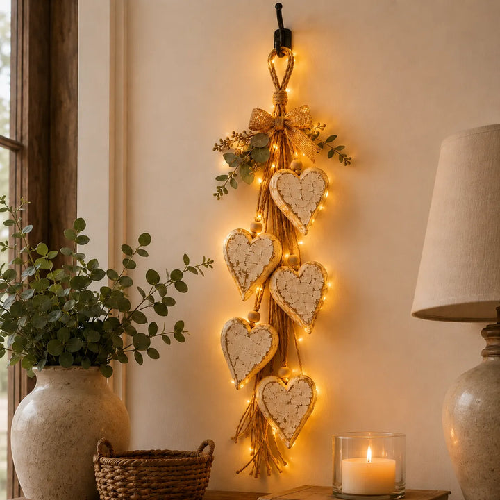 Alinora - Wanddekoration mit Herz im Vintage-Look und Quaste