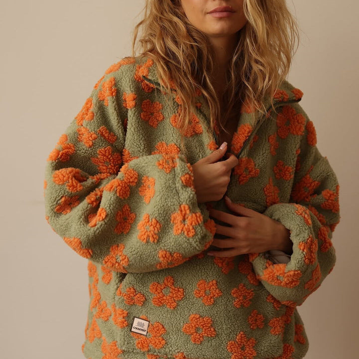 Clemency - Kuscheliger Fleece-Pullover mit Blumenmuster