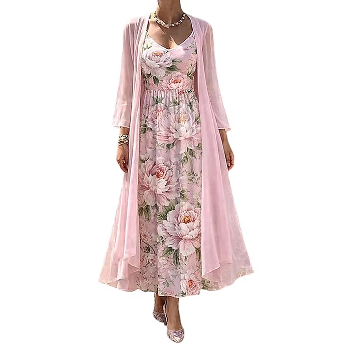 Asteria - Florales zweiteiliges Maxikleid-Set