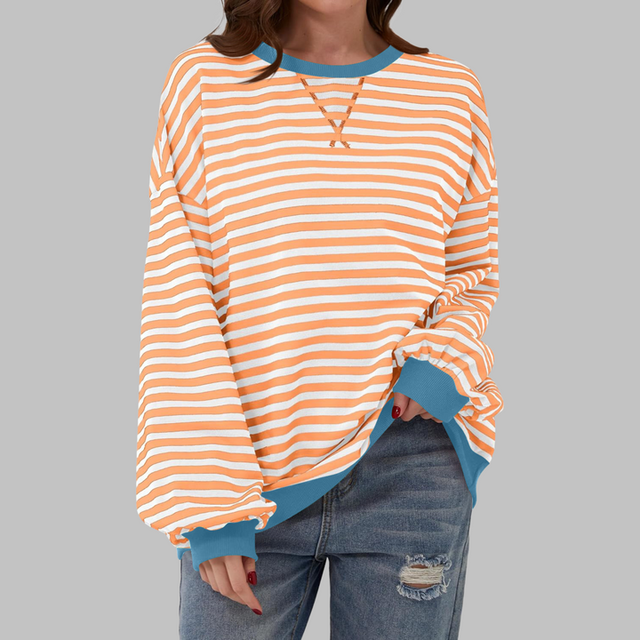 Viveca - gestreiftes Soft-Touch-Langarm-Sweatshirt