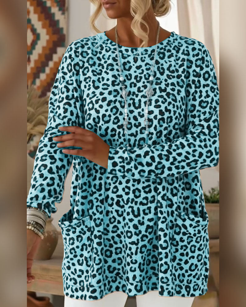 Calivelle - Soft-Touch Langarmshirt mit Leopard-Print