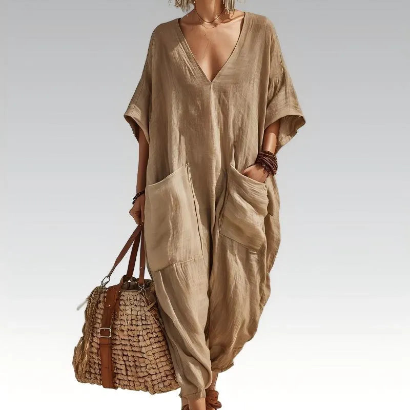 Evelisse - Lässiger Jumpsuit mit Fledermausärmeln und Taschen