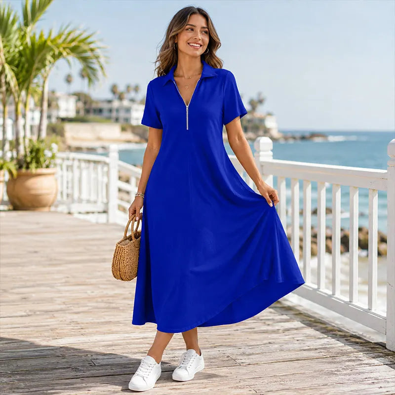 Primelle - Softtouch-Maxikleid mit Zip-Kragen
