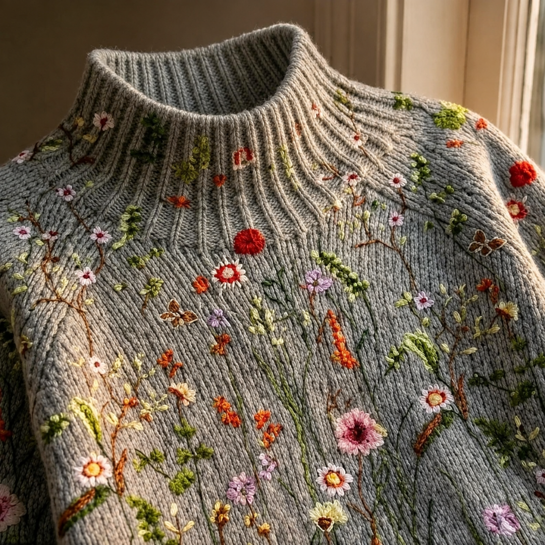 Adorelia - Weicher floraler Strickpullover